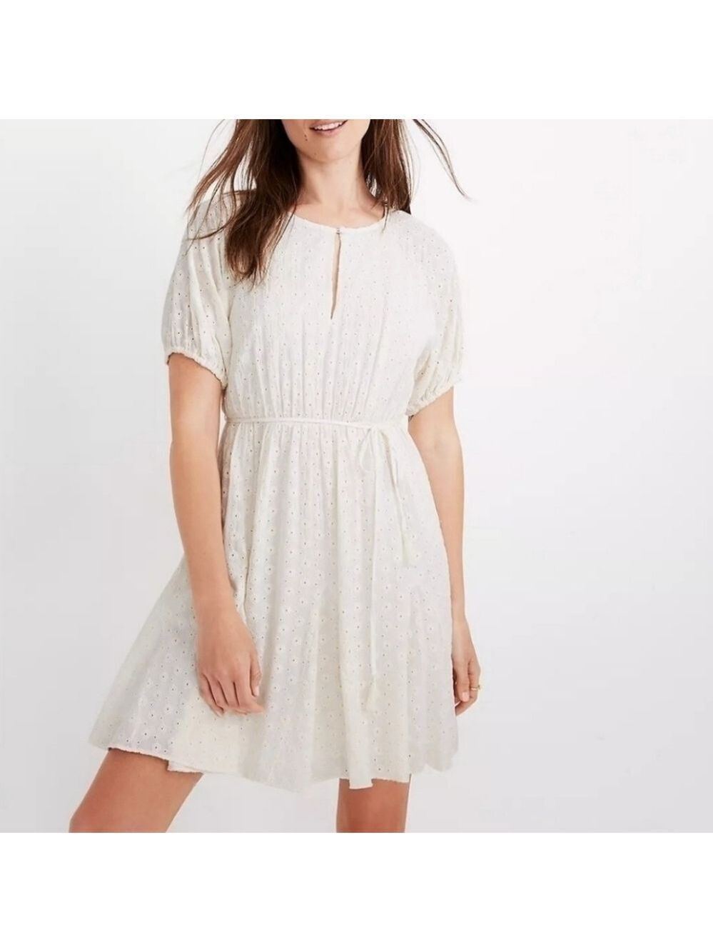 Madewell Eyelet Tassel-Tie Mini Dress.